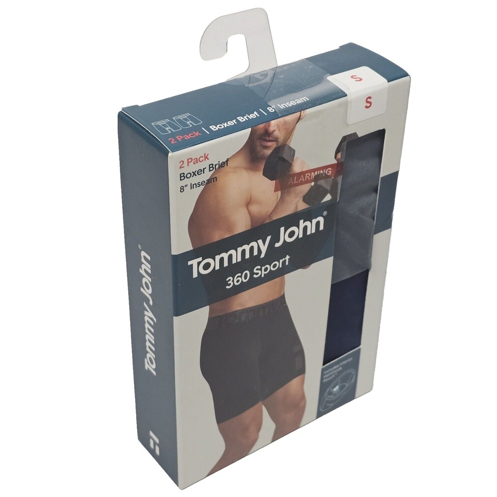 Tommy John 360 Sport Men's Sz Small Boxer Brief 8" Inseam 2 Pack New
